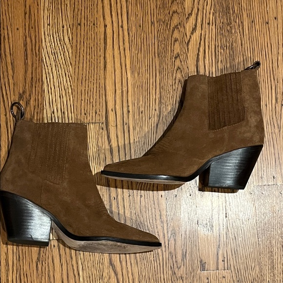 PAIGE Dark Brown Suede Ankle Booties